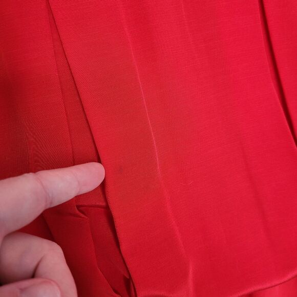 VINTAGE 90s red‎ jumpsuit long sleeve pleated wrap pockets S - Picture 9 of 17